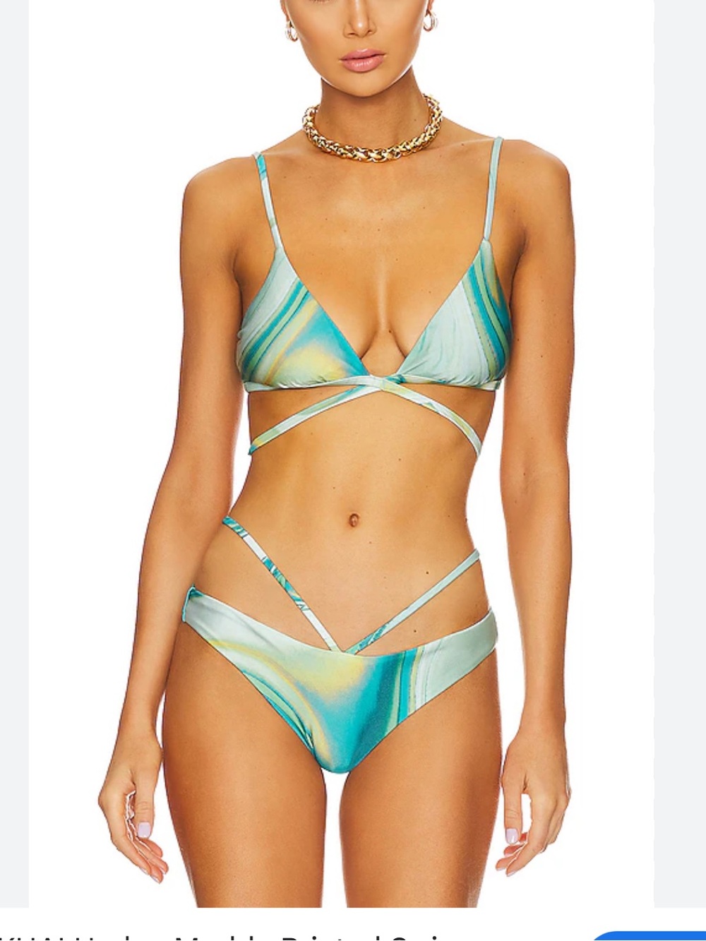 NWT Jonathan Simkhai Laguna Marble Printed bikini bottoms medium